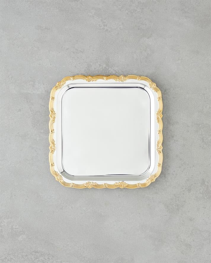 Glint Metal İkram Tepsisi 20x20 cm Gold-Silver