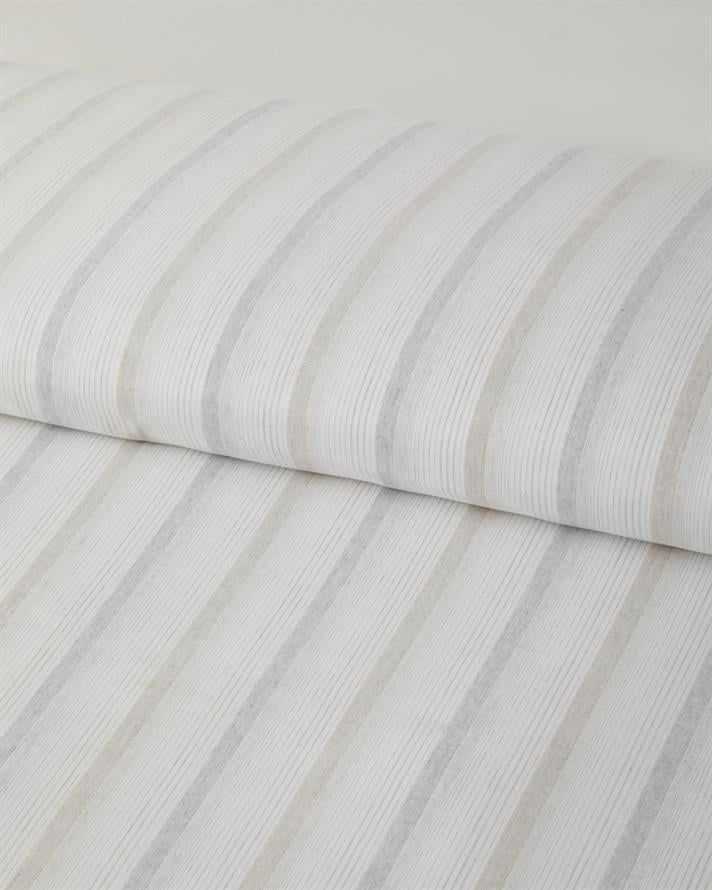Glint Stripes İpliği Boyalı Çift Kişilik Çarşaflı Nevresim Takımı 200x220 cm Bej-Gri
