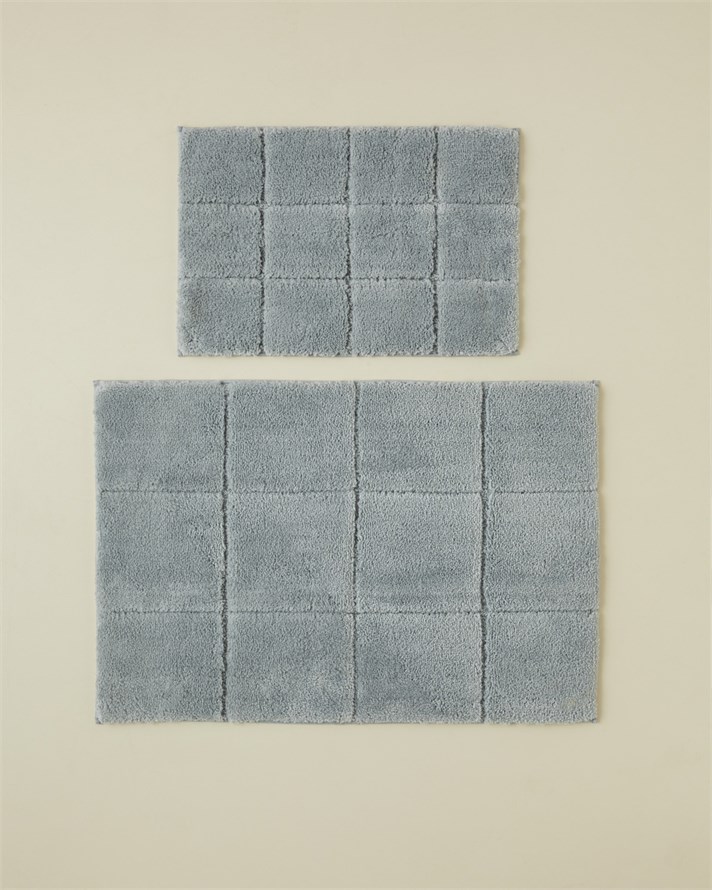 Glintar Kaydırmaz Taban Banyo Paspası Seti 60x90 + 40x60 cm Gri