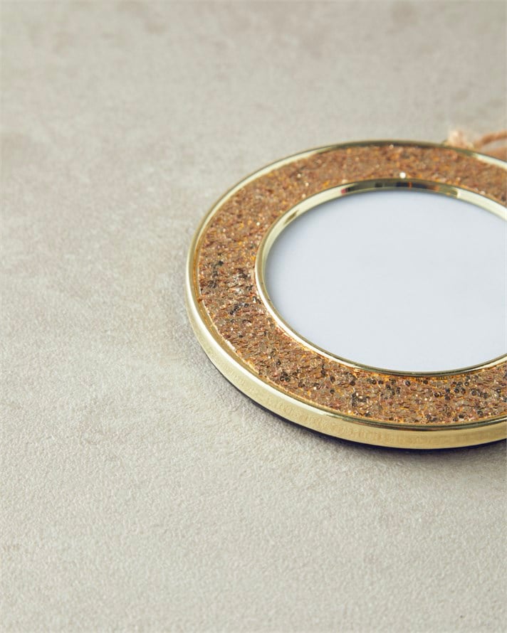 Glitter Çerçeveli Yılbaşı Ağacı Süsü 6x6 cm Gold