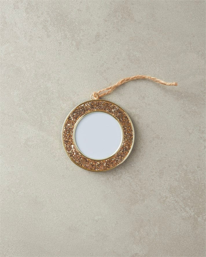 Glitter Çerçeveli Yılbaşı Ağacı Süsü 6x6 cm Gold
