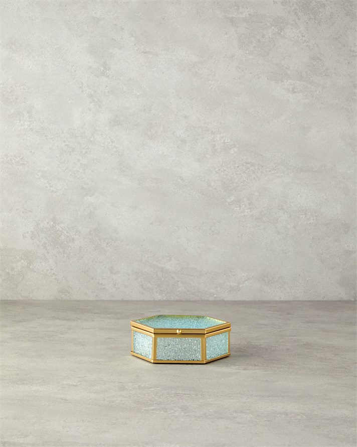 Glossy Cam Dekoratif Kutu 14x13x4,5 cm Gold