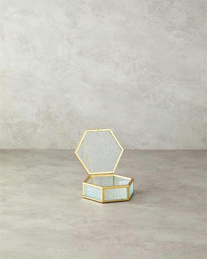 Glossy Cam Dekoratif Kutu 14x13x4,5 cm Gold
