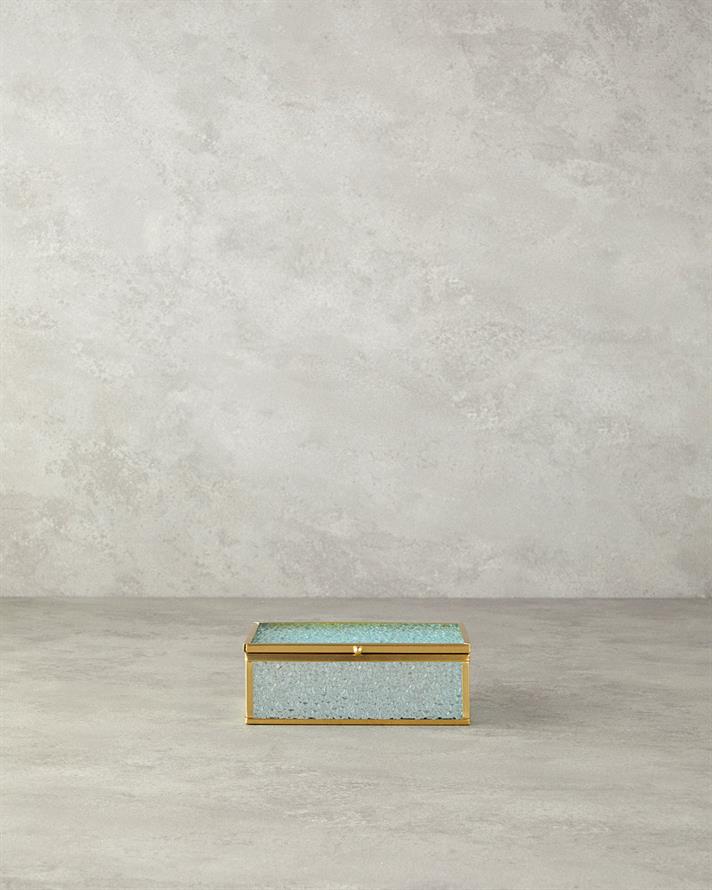 Glossy Cam Dekoratif Kutu Gold