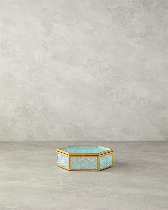 Glossy Cam Dekoratif Kutu Gold