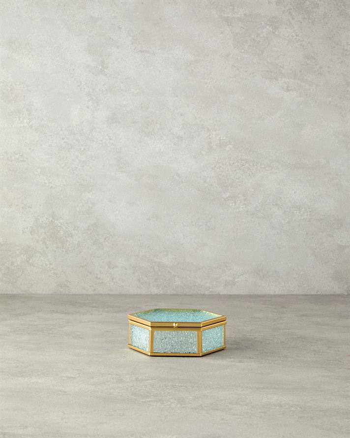 Glossy Cam Dekoratif Kutu Gold