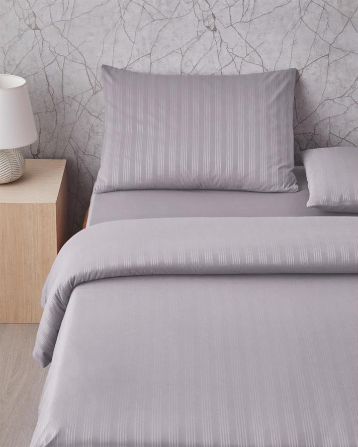 Glossy Kolay Ütülenir Perkal Çift Kişilik Nevresim Takımı 200x220 cm Gri