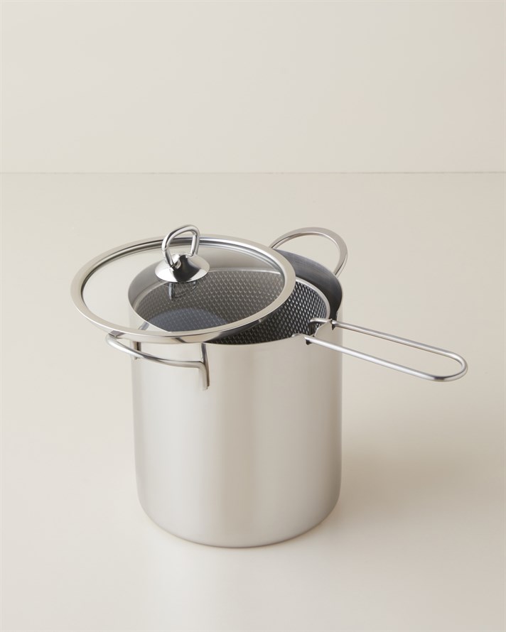 Glow Çelik 4 Parça Kızartma Tenceresi 14 cm Silver