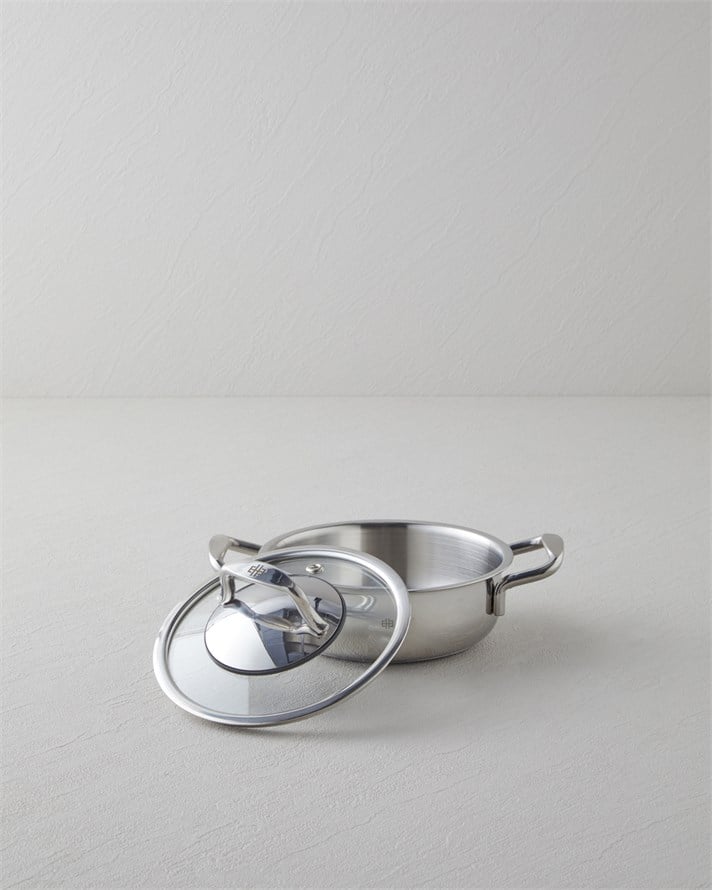 Glow Çelik Cam Kapaklı Sahan 14x5 cm Silver