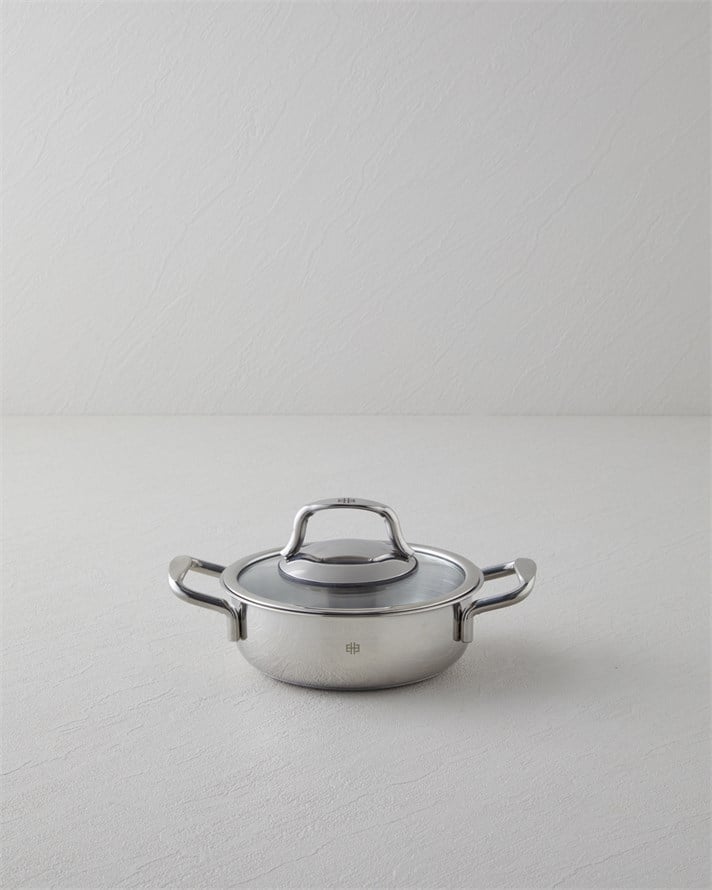 Glow Çelik Cam Kapaklı Sahan 14x5 cm Silver