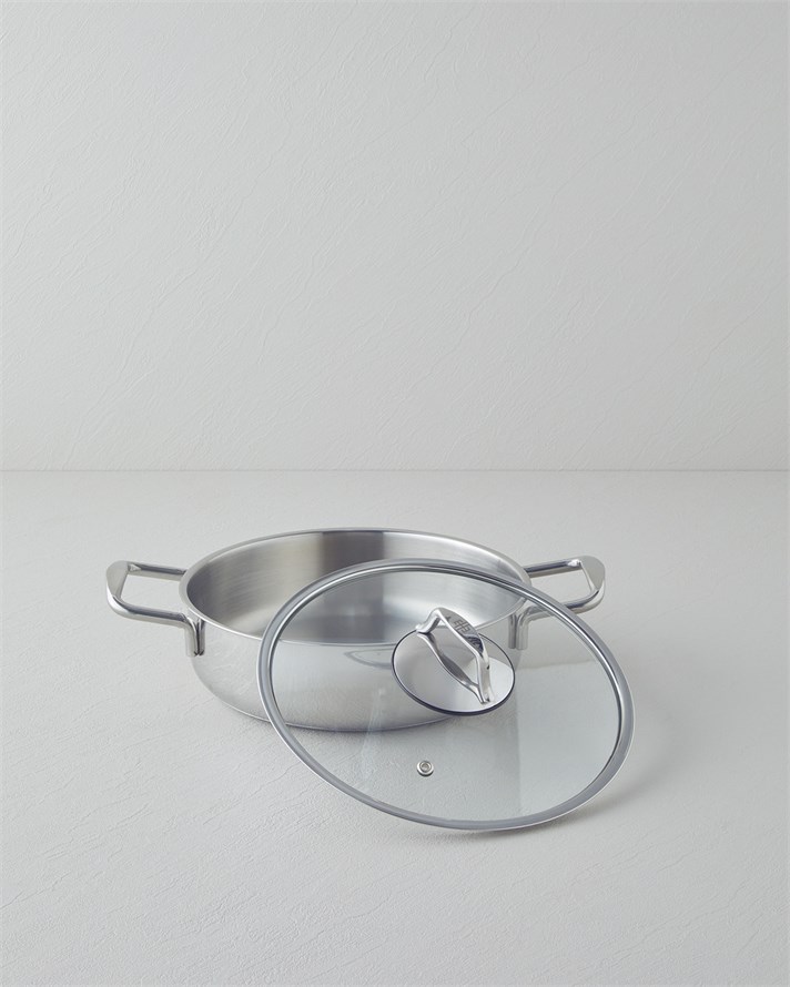Glow Çelik Sığ Tencere 24x6 cm Silver