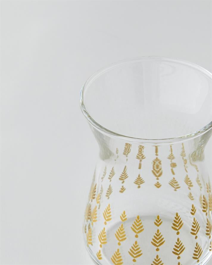 Gold Leaves Cam 6lı Çay Bardağı 132 ml Şeffaf-Gold