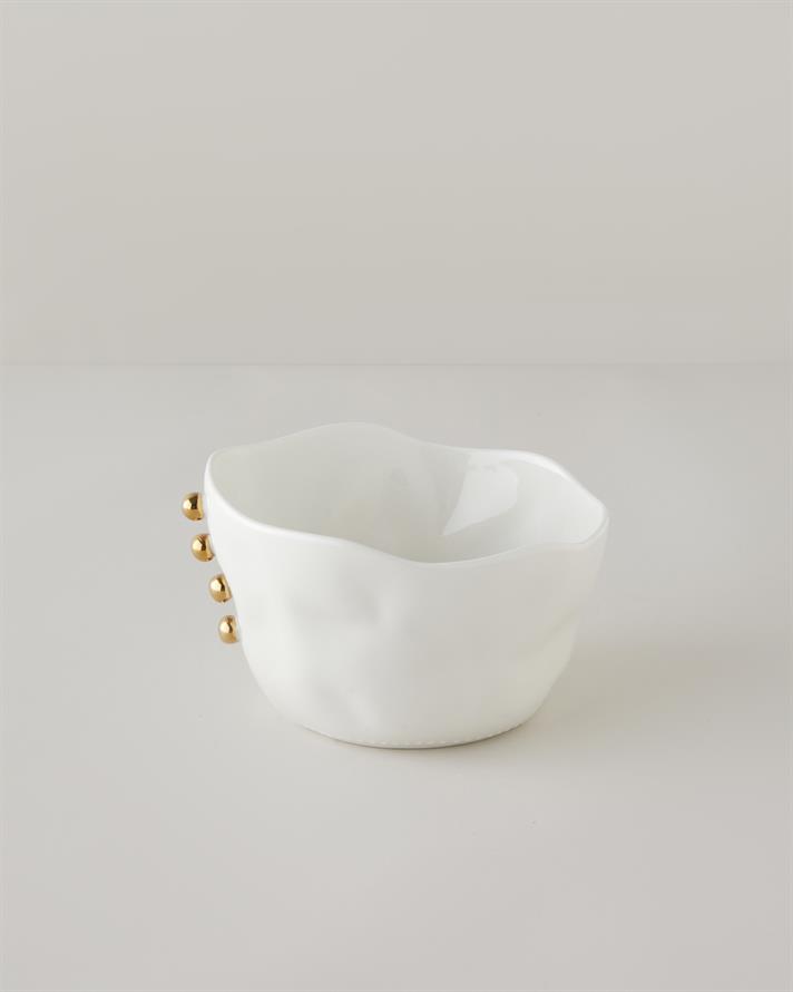 Golden Gleam Porselen Kase Beyaz-Gold