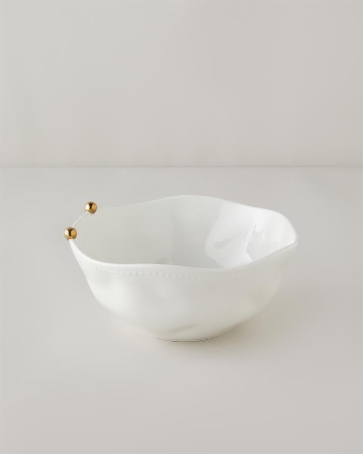 Golden Gleam Porselen Kase Beyaz-Gold