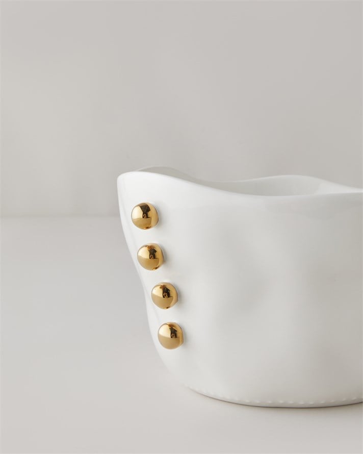 Golden Gleam Porselen Kase 21 cm Beyaz-Gold