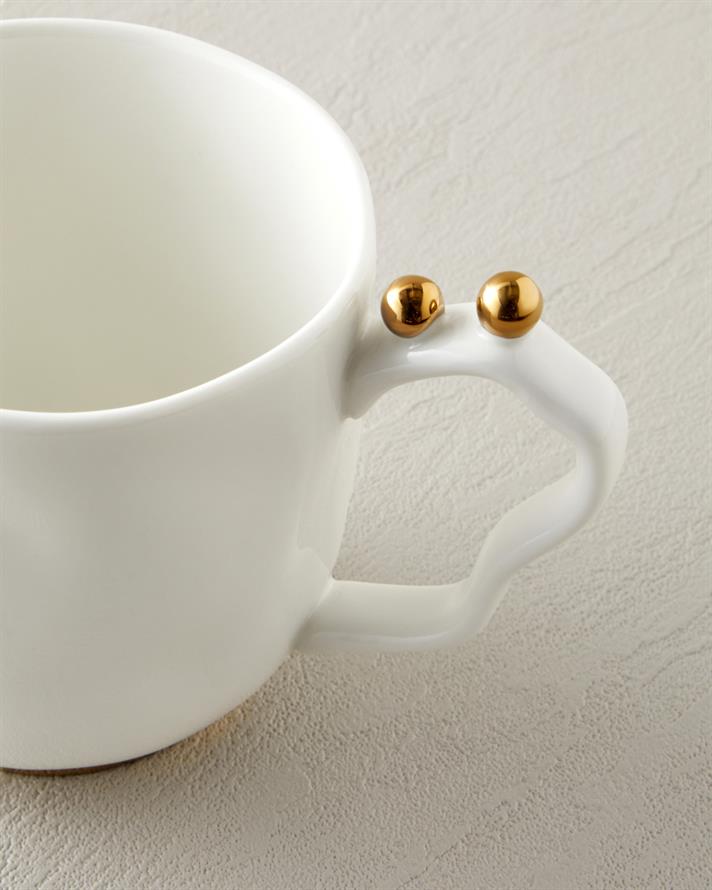 Golden Gleam Porselen Kupa 440 ml Beyaz-Gold
