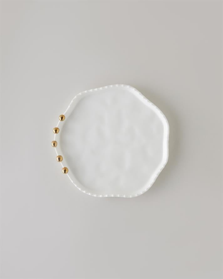 Golden Gleam Porselen Pasta Tabağı 24 cm Beyaz-Gold