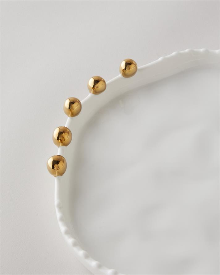 Golden Gleam Porselen Pasta Tabağı 24 cm Beyaz-Gold