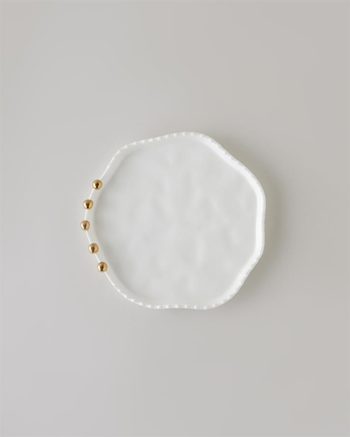 Golden Gleam Porselen Pasta Tabağı 24 cm Beyaz-Gold