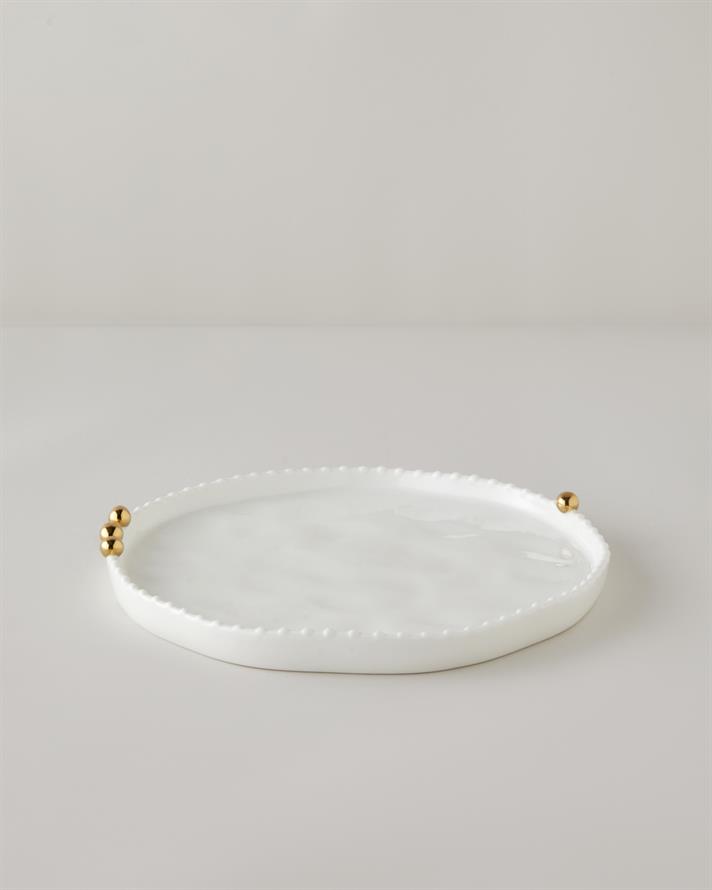 Golden Gleam Porselen Servis Tabağı 29 cm Beyaz-Gold