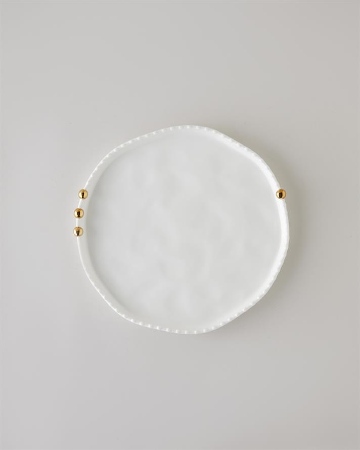 Golden Gleam Porselen Servis Tabağı 29 cm Beyaz-Gold