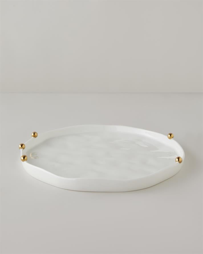 Golden Gleam Porselen Supla 34 cm Beyaz-Gold