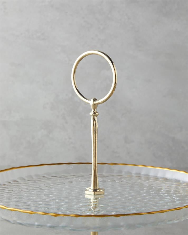 Golden Glow Cam Katlı Servis 21+28 cm Şeffaf-Gold