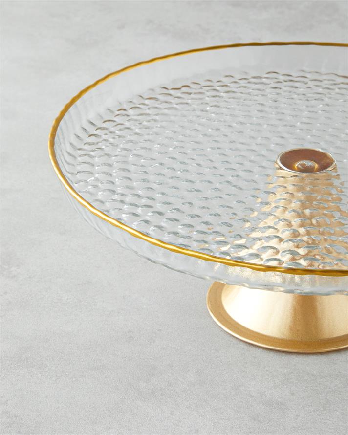 Golden Glow Cam Kek Standı 28 cm Şeffaf-Gold