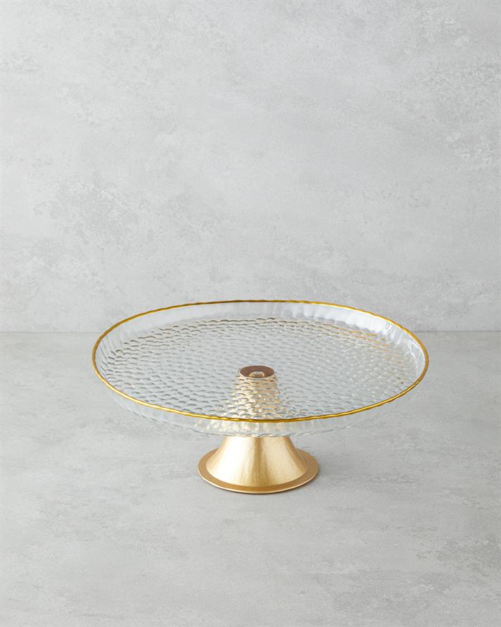 Golden Glow Cam Kek Standı 28 cm Şeffaf-Gold