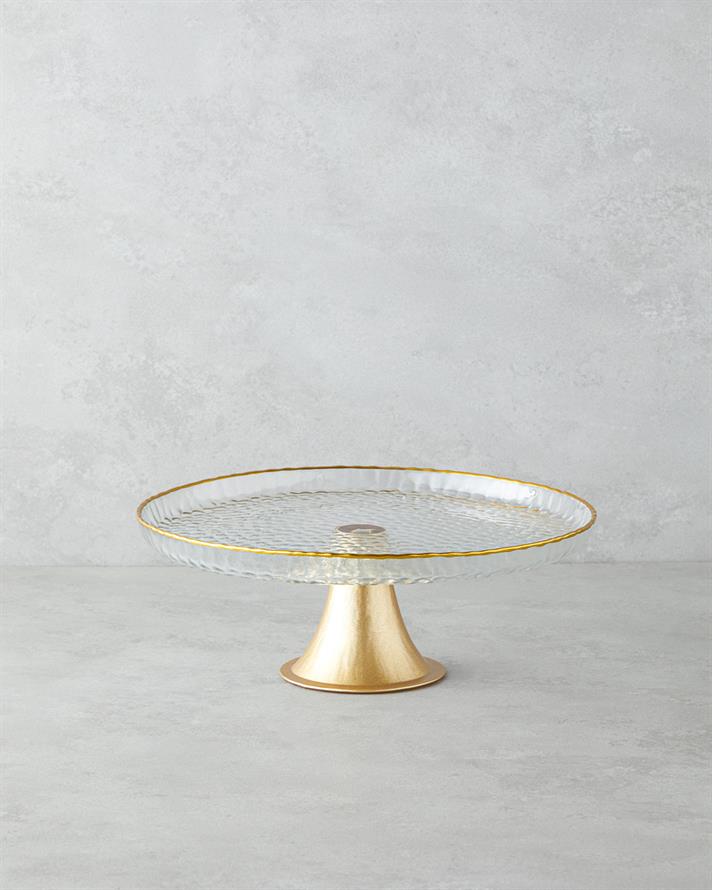 Golden Glow Cam Kek Standı 28 cm Şeffaf-Gold