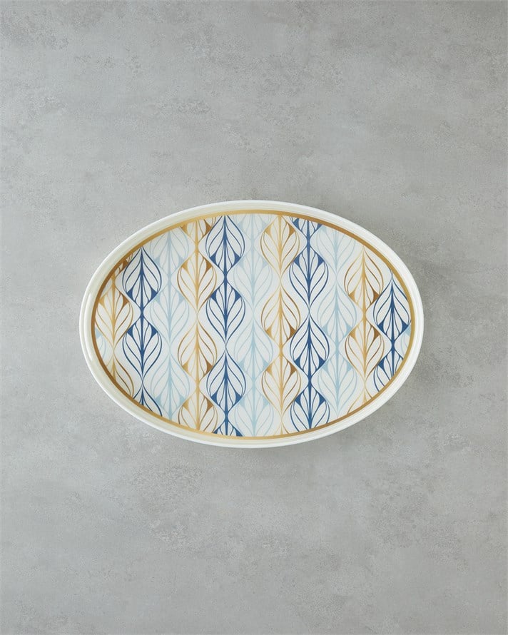 Golden Harmony PP Kaydırmaz Tepsi 42x30 cm Lacivert – Gold