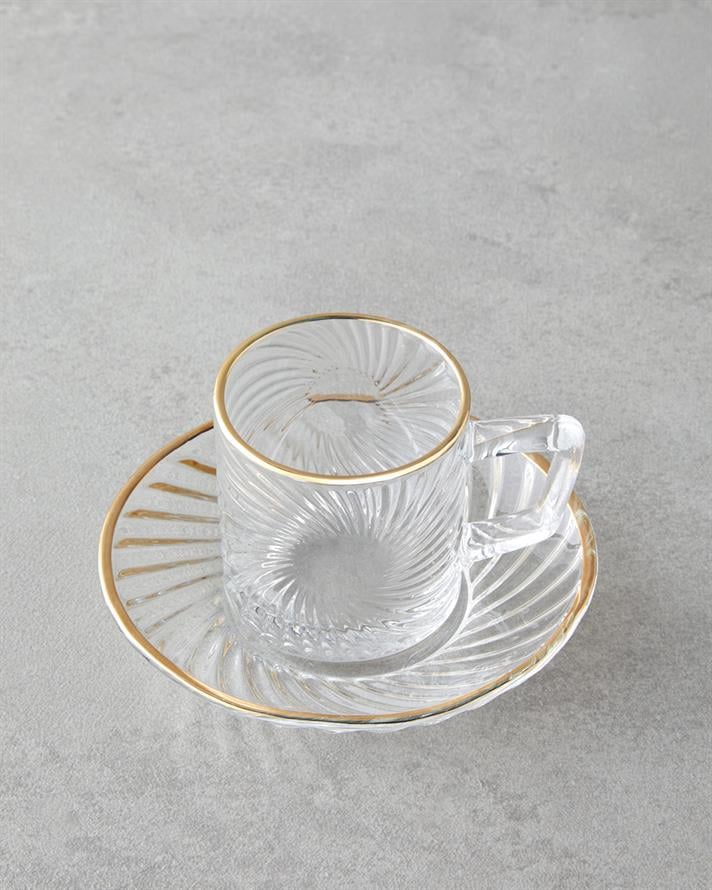 Goldie Cam 4 Parça 2 Kişilik Kahve Fincan Takımı 70 ml Gold