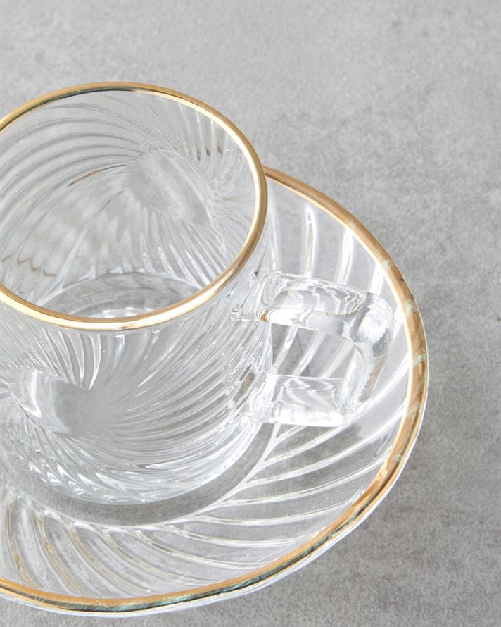 Goldie Cam 4 Parça 2 Kişilik Kahve Fincan Takımı 70 ml Gold