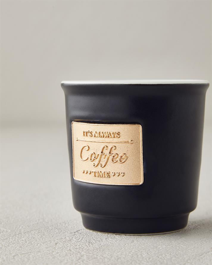 Goldy New Bone China Espresso Fincan 90 ml Siyah-Gold