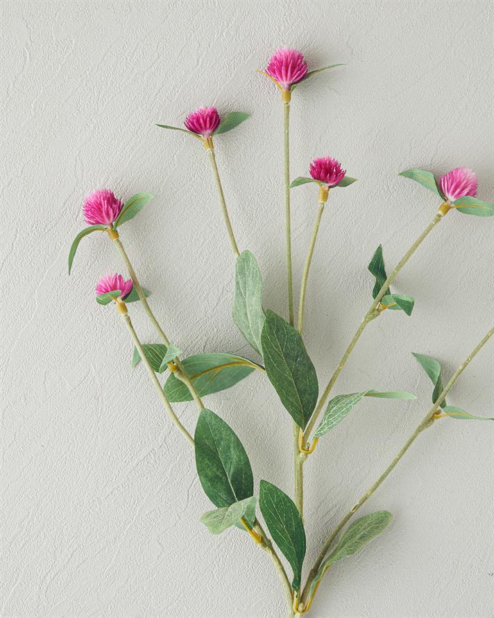 Gomphrena Tek Dal Yapay Çiçek Koyu Pembe