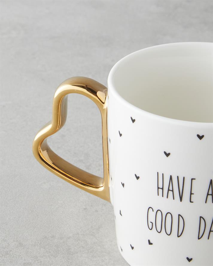 Good Day New Bone China Kupa 400 ml Siyah-Beyaz-Gold