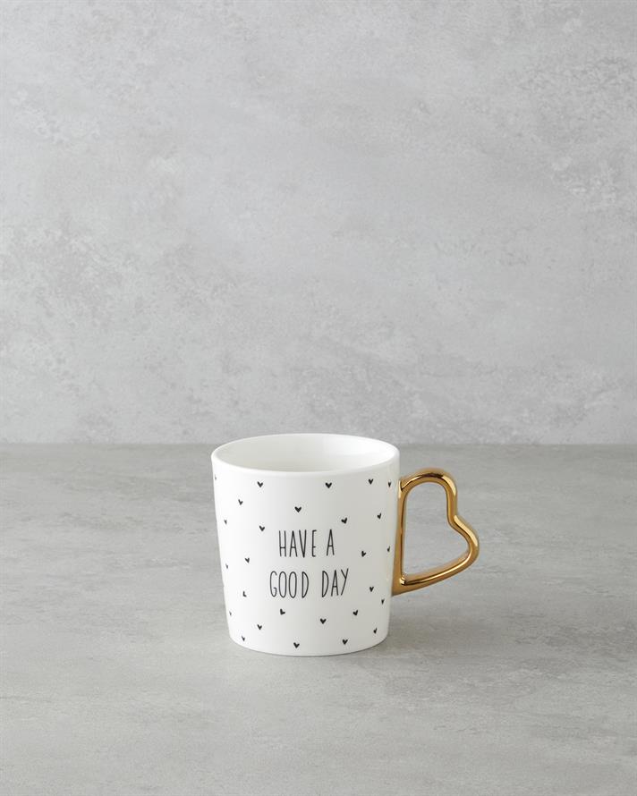 Good Day New Bone China Kupa 400 ml Siyah-Beyaz-Gold