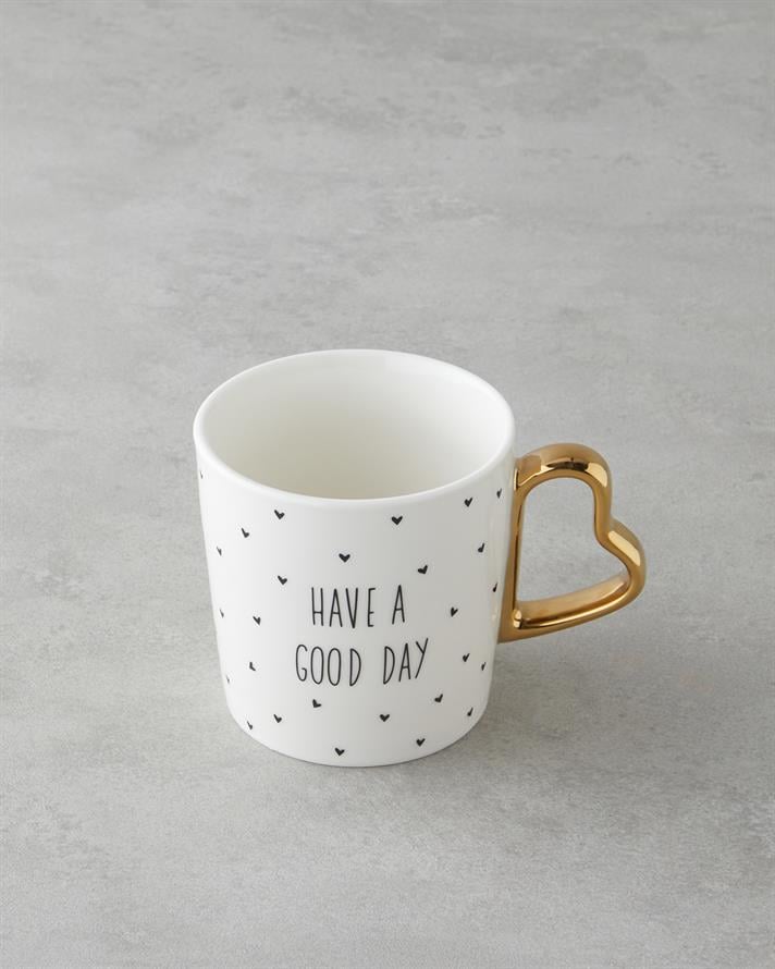 Good Day New Bone China Kupa 400 ml Siyah-Beyaz-Gold
