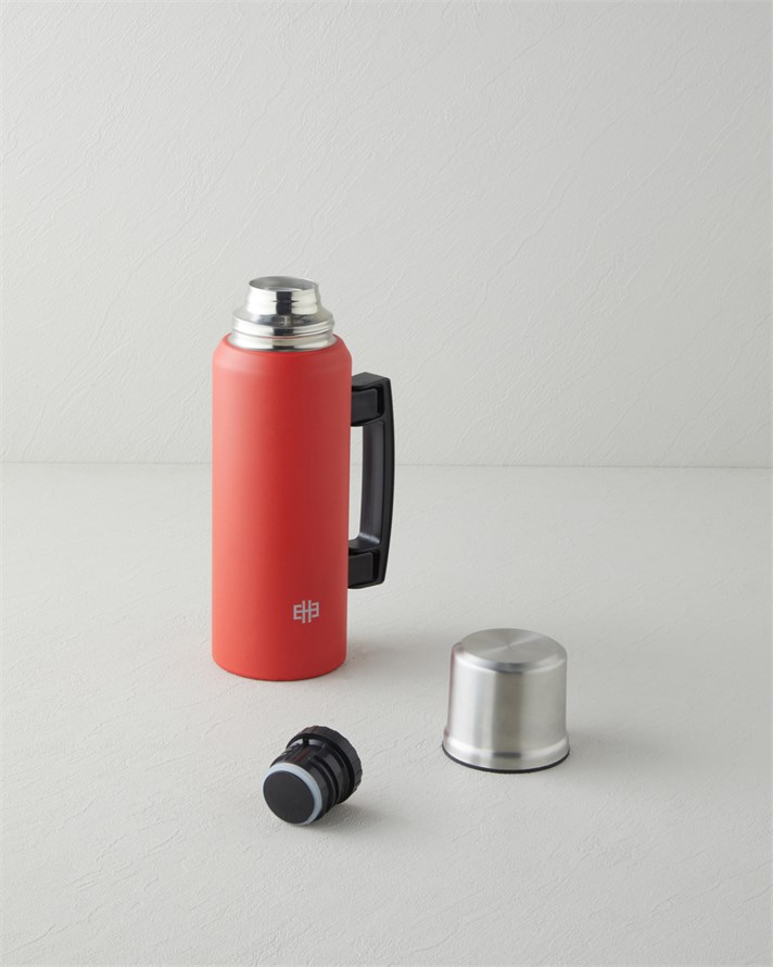 Good Mood HeatLock Çelik Bardaklı Termos 1 Litre Kırmızı