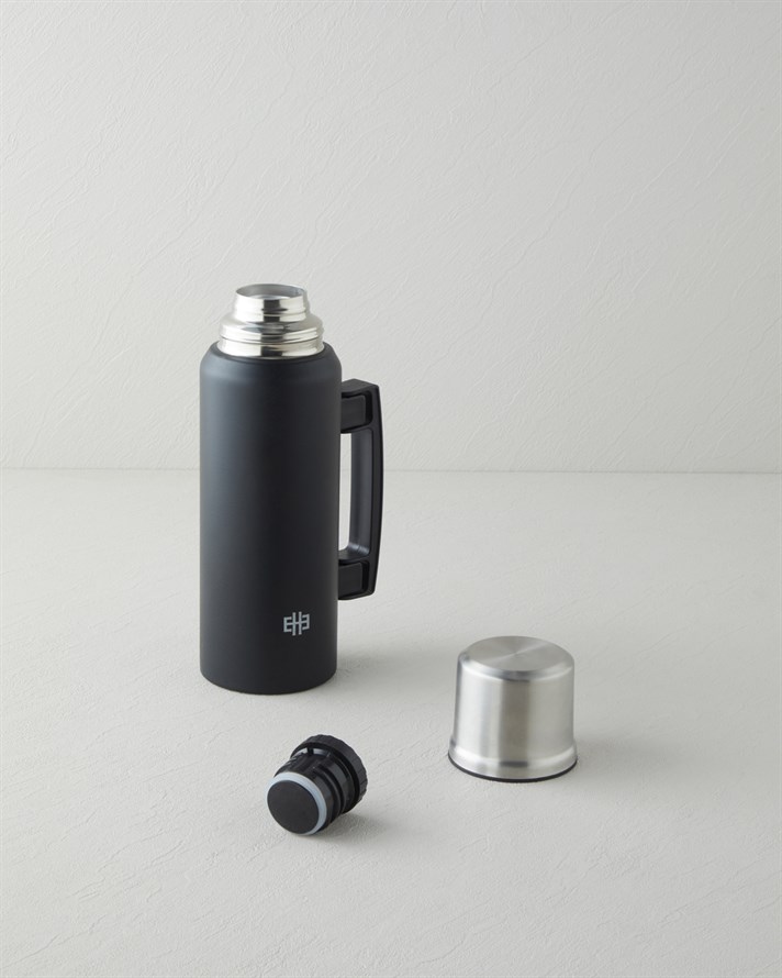 Good Mood HeatLock Çelik Bardaklı Termos 1 Litre Siyah