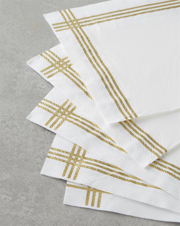 Grace 20li Kağıt Peçete 33x33 cm Beyaz – Gold