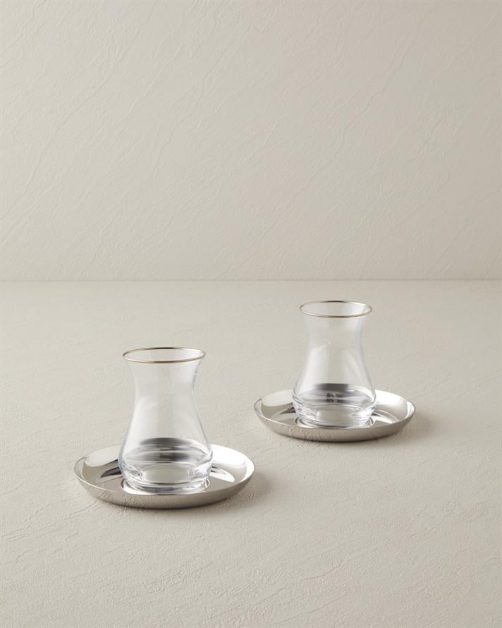 Graceful Çelik 4 Parça 2 Kişilik Çay Seti 140 ml Silver