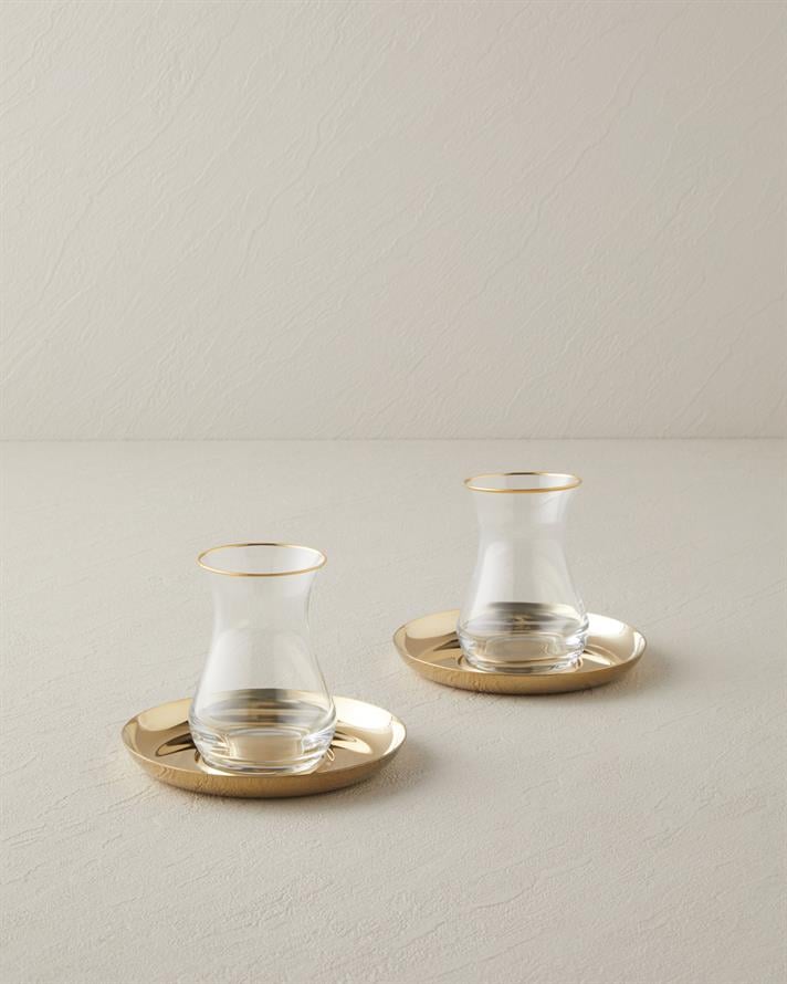 Graceful Çelik 4 Parça 2 Kişilik Çay Seti 140 ml Gold
