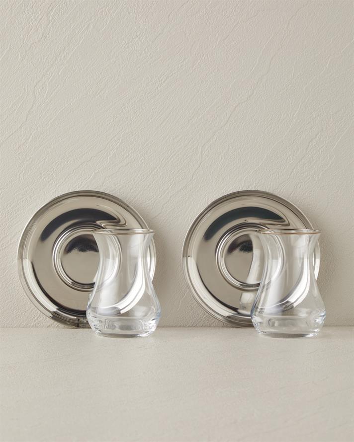 Graceful Çelik 4 Parça 2 Kişilik Çay Seti 140 ml Silver