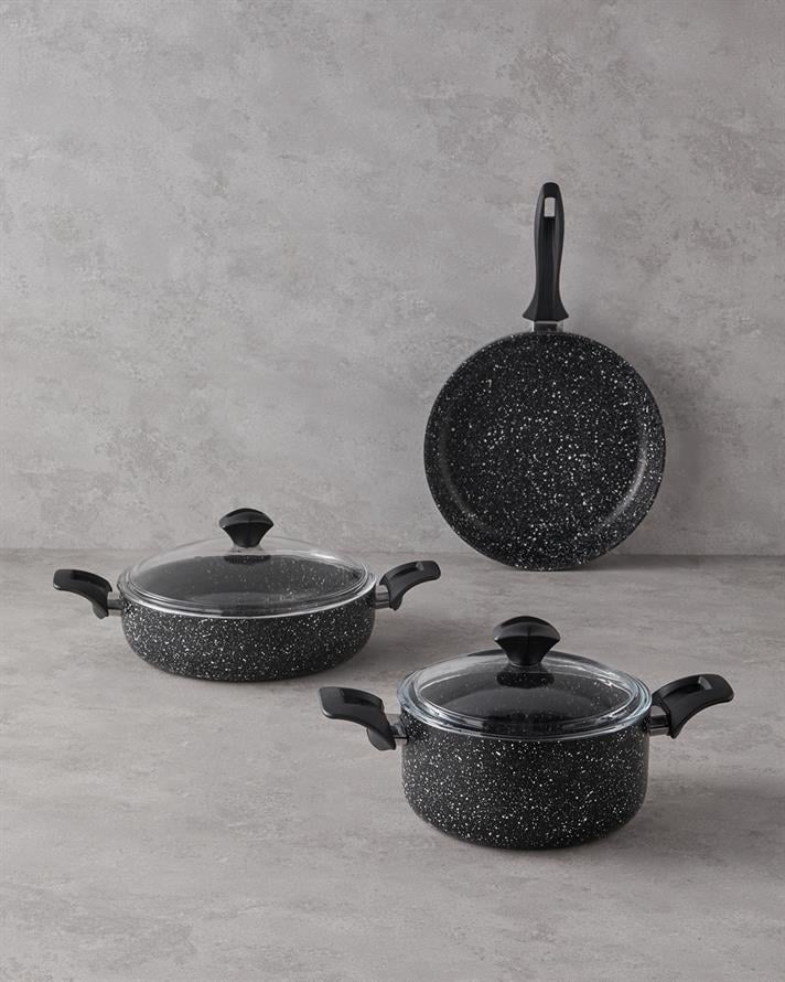 Granada Granit Tencere Seti Siyah