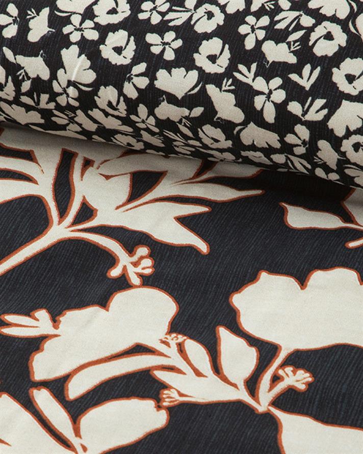 Grandiflora Dijital Baskılı Çift Taraflı Tek Kişilik Nevresim Seti Antrasit- Terracotta