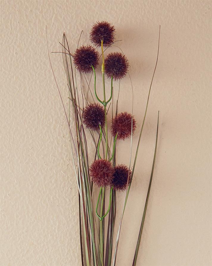 Grass Ball Tek Dal Yapay Çiçek Bordo