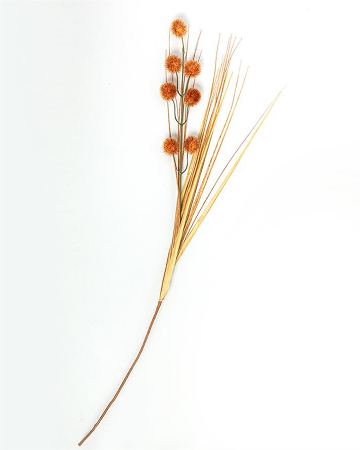 Grass Ball Tek Dal Yapay Çiçek Turuncu