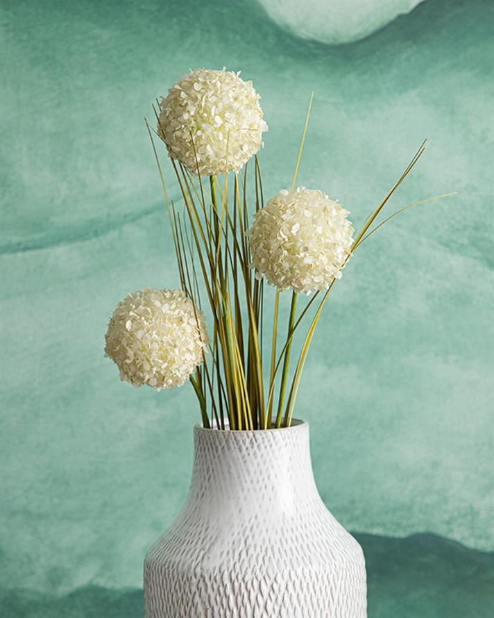 Grass Bush Tek Dal Yapay Çiçek Krem