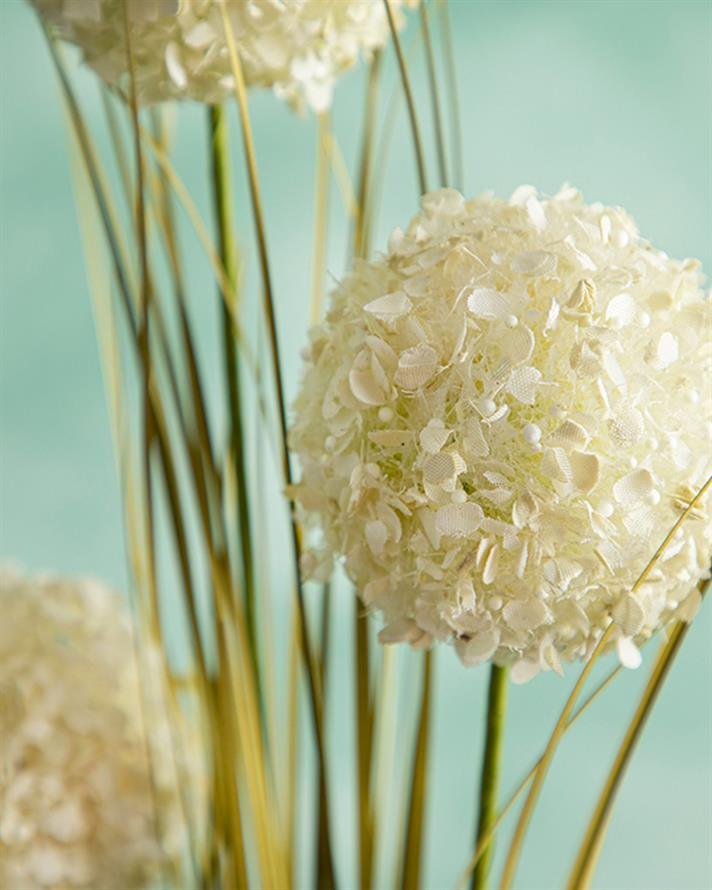 Grass Bush Tek Dal Yapay Çiçek Krem